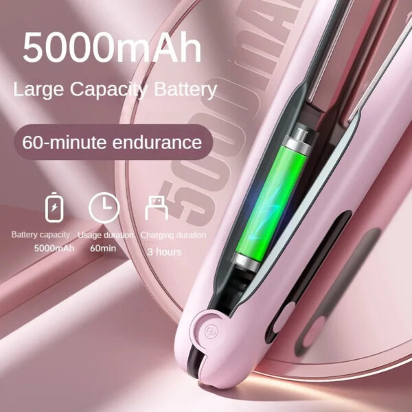 Wireless Hair Straightener Flat Iron Mini 2 IN 1 Roller USB 5000mAh Max 200 Degree Portable Cordless Curler 4 Levels Dry And Wet Uses - Image 6