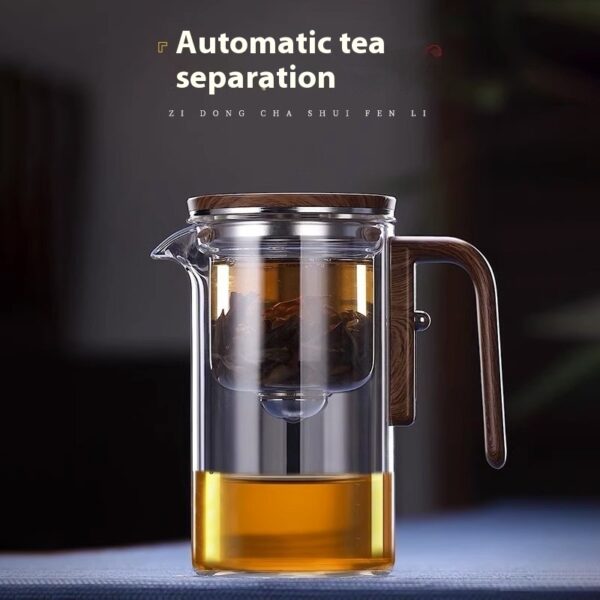 One Click Magnetic Teapot Separation Filtration Glass Tea Pot Wood Handle Tea Water Separation Inner Container Teapot - Image 2