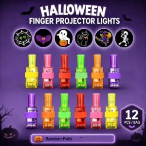 Bagues LED Projection Halloween – Lot de 12 | Anneaux Lumineux pour Fêtes d'Enfants